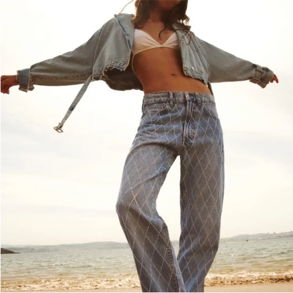 Zara Light Blue Straight Leg Jeans - Picture 1 of 12